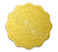 WADORN 100 pièce enveloppe en Relief de Fleur de Pavot D'Or, 5cm Coquelicots Plante Enveloppes Dorées Autocollants Vintage Coquelicot Auto Adhésif en Relief Étiquettes pour Invitation Mariage