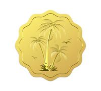 WADORN 100 pièce Palmier Cocotier D'Or Feuille Autocollant, 5cm Sunset Beach Gold Enveloppes Joints Mouette Ronde Relief Auto Adhésive Étiquettes pour Mariage Invitations Cartes Emballage Cadeau