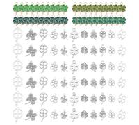 WADORN 106Pcs 5 couleurs quatre feuilles trèfle charmes pour la fête de Saint-Patrick, émail et métal charme chanceux quatre feuilles pendentifs bijoux bricolage boucle d'oreille bracelet collier