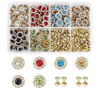 WADORN 120 Ensembles de Goujons de Rivets en Strass de 11 mm, 6 Couleurs Soleil Fleur Cristal Rivets Cuir Diamant Clous pour Cuir Artisanat Bricolage Faire des Réparations Décoration