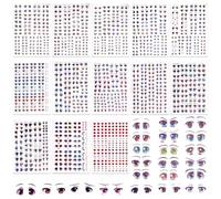 WADORN 13 feuille D'Autocollants Yeux D'Eau, Autocollants Yeux de Poupée en Papier Mobiles Auto Adhésifs Visage de Poupée Décalcomanies de Transfert D'Eau Ensemble pour Scrapbooking D'Halloween Noël