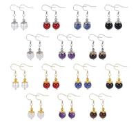 WADORN 14 paire Boucles D'Oreilles Pendantes en Perles de Pierres Précieuses Mélangées pour Femmes 14 couleurs Boucles D'Oreilles Rondes en Cristal de Chakra en Vrac Coffret Cadeau pour Fête Mères