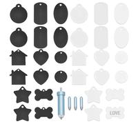 WADORN 16 style Étiquette Vierge en Aluminium, Embouts de Gravure 32 pendentif Vierge Assorti Pendentifs Ovales Rectangulaires en Forme de Cœur Faits à Main pour Colliers Bracelets Plaques D'Identité