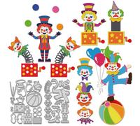 WADORN 2 Pièces Pochoir de Découpe de Clown de Cirque, Matrices de Découpe en Métal pour Gaufrage et Acrobaties de Clowns Matrices de Découpe Sur le Thème du Cirque pour Fabrication Scrapbooking