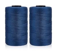 WADORN 2 Rouleaux 2mm x 415 yds Ruban Plat en Polyester, Bleu Foncé | Tricot Crochet Macramé Cordon de Sac Loisirs Créatifs, Corde de Macramé Fil de Crochet pour Sac à Main Chapeau Soleil