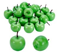 WADORN 20 Mini Pomme Artificielle, 1.42 Pouce Vert Faux Pommes Ornements Pommes Décor de Noël Modèles Petites Pommes en Mousse Simulation Réaliste pour Maison Table Fête Photographie
