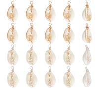 WADORN 20 pendentif Coquillage Naturel, 2 couleurs Coquillages Naturels Minuscuavec des StyEnveloppés de Fil en Vrac Mini Coquillages de Conque de L'Océan Accessoires de Charme pour Boucle D'Oreille