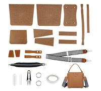 WADORN 23 Pcs Bricolage Cuir Artisanat Sac Fabrication Kit D'outils, Tricot Crochet Sac Matériel De Couture à La Main Sac à Main Sacs à Bandoulière Tous Les Accessoires, 20x12x19cm (Brun)