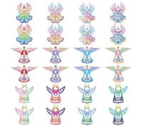 WADORN 24 pièce 12 couleurs breloques en Filigrane D'Ange en Acier Inoxydable 201, Pendentifs Creux D'Ailes D'Ange Arc en Ciel Breloques Féeriques pour Boucles Signets Attrape Rêves Porte Clés