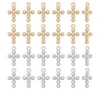 WADORN 24 pièce breloque Croix Plaquée Or, 2 couleurs Pendentif Religieux en Alliage pour la Fabrication de Bijoux Chrétiens Bracelets Colliers Porte Clés Décoration D'Église Cadeaux de Pâques