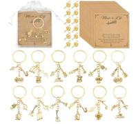 WADORN 24 porte Clés/Pin'S Musicaux en Gros Cadeaux Musicaux pour Élèves de Chorale Broche MusicaDorée Porte Clés Cartes Inspirantes et Pochette en Organza Récompenses de Rentrée ScolaireCoffret