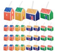WADORN 24 Sets 4 Styles Boîtes Cadeaux En Forme de Maison, Boîtes Cadeaux à Pignon Kraft Papier Pliables Petites Dessert Bonbons Emballage Pâtisserie pour Anniversaire Fêtes Mariage Favoris Emballage