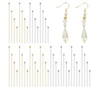 WADORN 240 pièce 8 styles de Broches à Tête Sphérique, 2 couleur 304 épingles à Tête Sphérique en Acier Inoxydable Plaqué Or 24 carats Véritable 20 50mm pour D'Oreilles Bracelets Loisirs Créatifs