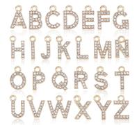 WADORN 26Pièces Lettres Strass Complètes Charmes Initiales A-Z Pendentifs Alphabet Pour Bracelet Collier