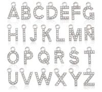 WADORN 26Pièces Lettres Strass Complètes Charmes Initiales A-Z Pendentifs Alphabet Pour Fabrication Bijoux Bracelet Collier Charmes Perles Lettres Fabrication Bracelets Choker Accessoires Cheveux