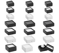 WADORN 30 pièce Présentation Boîte de Petites Pierres Précieuses en Vrac, 6 styles Coffret à Bijoux Carré en Acrylique avec Couvercles Transparents et Éponge pour Pierre Pendentifs Emballage Cadeau