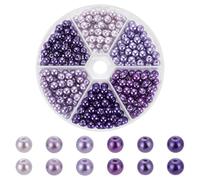 WADORN 300 pièce Perles de Verre Nacrées Violettes, 6 couleurs 6mm Perles Rondes en Verre Violettes Charm Artisanales en Vrac avec Trous pour Fabrication de Bijoux Bracelets Colliers D'Oreilles