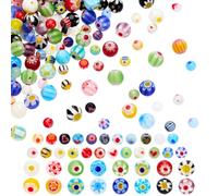 WADORN 330 pièce Perles Rondes en Verre Soufflé à Main, 4mm 6mm Style Millefiori Couleurs Mélangées pour Fabrication de Bracelets Colliers Bijoux Accessoires Trou