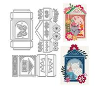 WADORN 3D Lanterne Fleurs et Papillons Matrices de Découpe en Métal, Boîte Cadeau Creuse Vintage Matrices de Découpe Fenêtre Creux D'Arrière Plan Outil de Gaufrage de Découpe pour Carte Artisanale