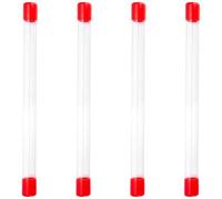 WADORN 4 pièce Tube de Rangement Transparent, 21x300mm Long Tube Rond en Plastique Transparent Rangement Rigide de Couvercle et Bouchons en Caoutchouc pour Conduite D'Eau, Rouge