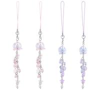 WADORN 4 Pièces Breloque de Téléphone de Méduse, 2 couleur Porte Clés de Téléphone en Perles de Verre Mignon et Esthétique de Méduse de Étoile pour Sac Appareil Photo Portefeuille Étui Portable