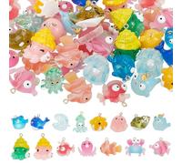 WADORN 42 pendentif en Résine de Animal Marin, 15 styles Mini Breloques Animaux Marins Pendentifs Mignons de Baleines et de Crabes Breloques Transparentes D'Animaux Marins pour Colliers D'Été DIY