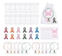 WADORN 48 bracelet Ruban Bleu Sarcelle en Alliage, 6 broches Colorées avec Cartes de Motivation pour Santé Mentale Prévention du Cancer du Sein