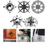 WADORN 5 Autocollant en Vinyle de Voiture Boussole et Montagne, Autocollants Tout Terrain pour Décoration de Véhicule de Voiture Boussole Auto Adhésifs Imperméables pour Camion Capot de Voiture