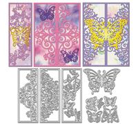 WADORN 5 pièce Dentelle Papillon Matrice de Découpe, Papillon Verticales Bordure Matrices de Découpe Papillons Creux Pochoirs de Découpe en Acier au Carbone pour Cartes Scrapbooking D'Album Papier