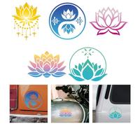 WADORN 5 Styles Autocollants en Vinyle de Fleur de Lotus, Autocollant en Vinyle Fleur de Lotus Coloré Imperméable pour Fenêtre de Voiture Camion Skateboard Ordinateur Portable