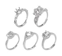 WADORN 5 Styles Bague à Griffes Vierge Bases de Bagues Réglables en Laiton Bagues à Griffes Composants de Doigt pour Femme Bricolage Fournitures Sertissage Irrégulier de Pierres Précieuses