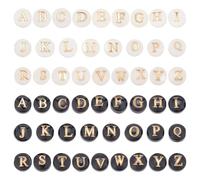 WADORN 52 pièce Perles Alphabet AZ, 2 couleurs Perles Rondes Plates de Lettres Majuscules Dorées de A à Z Imitation Coquillage D'Eau Douce D'Espacement en Vrac pour Colliers D'Artisanat Bijoux