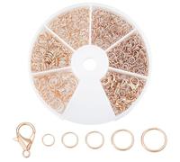 WADORN 530 anneau de Jonction en Or Rose, 5 styles 4/5/6/7/8mm Anneau Ouvert en Fer 12x6mm Fermoirs Mousquetons en Alliage 10 pièces Fournitures de Ensemble de Recherche de Colliers