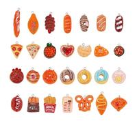 WADORN 56 pièce 28 styles Pendentif Fast Food en Résine Breloques, Pendantes Imitation Hot Dog Hamburger Cuisson avec Boucle Breloques à Suspendre Sur Thème pour Fabrication de Bijoux DIY Collier