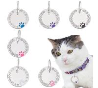WADORN 6 pièce 6 couleurs D'Étiquettes pour Animaux de Compagnie, Pendentifs Gravés Brillants de Chat et Chien Étiquettes de Nom de Chien à Paillettes Porte Clés Breloques pour Chiots Chatons Animaux