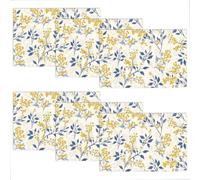 WADORN 6 pièce Ensemble de Sets de Table à Motifs Floraux et Végétaux, 45x30cm Sets de Table en Tissu à Fruits Jaunes Antidérapants Lavables Résistants à Chaleur pour Décoration de Table à Manger