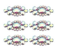 WADORN 6 pièces Strass Crystal Applique Patches, Flower Design Hot Fix Iron on Patch Embellishments Couture vêtements pour bricolage robe de mariée chaussures sacs artisanat fabrication, AB couleur
