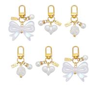 WADORN 6 Porte Clés Mignon en Forme de Méduse avec Nœud et Cœur, 3 styles Porte Clés Kawaii Esthétiques avec Perles D'Imitation pour Femmes Accessoires Élégants pour Sac à Dos Clés Voiture Cadeaux