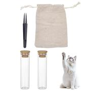 WADORN 60 ml Bouteille de Rangement en Verre, Boîte Commémorative Transparente pour Poils de Chat et Chien avec Pince en Plastique pour D'Animal de Compagnie Breloque Souvenir Perte D'Ombre