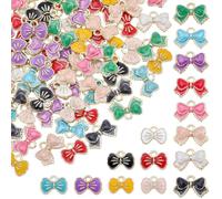 WADORN 90 pièces Bow Charms, 15Styles alliage émail Bowknot Charms Pendentifs bow coloré mignon Charme pour les femmes bricolage faire bracelets boucles d'oreilles collier artisanat approvisionnement