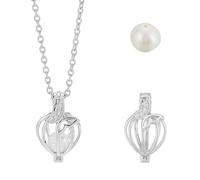 WADORN 925 Pendentif Médaillon en Argent Sterling avec 33 perles Naturelles, Ensemble de Pendentifs de Cage à Strass Papillon Kits de Colliers à Breloques pour Diffuseur D'Huiles Essentielles