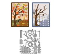 WADORN Arbre D'Automne Matrices de Découpe en Métal, Forêt D'Automne Matrices de Découpe Balançoire et Arbre Pochoir en Acier au Carbone Pochoirs de Gaufrage en Métal Modèle pour Scrapbooking Cartes