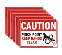 WADORN Autocollants de Sécurité Attention Point de Pincement Autocollants Imperméables en PVC pour Point de Pincement Gardez les Mains Libres Avertissement de Danger Mécanique, 7.1x5.1 pouce