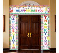 WADORN Bannière de Porche de Nous Vous Apprécions, 200x225cm Décoration de Fête de Remerciement Appréciation du Travail Anniversaire Photographie Arrière Plan pour Employés Personnel Médecins