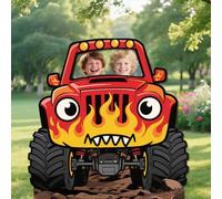 WADORN Bannière de Porte Photo Monster Truck, 180x180cm Décoration de Fête D'Anniversaire Monster Jam Mignonnes Cadre de Fond de Voiture Violator Bannière de Porche Suspendue pour Camion Fournitures