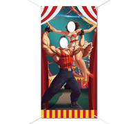 WADORN Bannière de porte pour photo de cirque de carnaval - Décoration de fond en tissu - Accessoires de photographie de visage de carnaval - Bannière à suspendre avec corde - Fournitures de jeu de