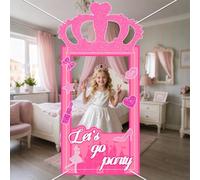 WADORN Bannière Photo d'anniversaire de Princesse pour Décoration de Fête, 90x180cm Toile de Fond pour Photo de Princesse Rose Taille Décoration Tissu Amusant Reine Royale Fournitures de Photographie