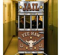 WADORN Bannière Photo de Prison Occidentale, Décoration de Fête Toile de Fond Photo de Prison de Cow Boy Occidental 90x180cm Accessoires de Décor Grand Tissu pour Fournitures de Fête d'anniversaire