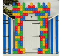 WADORN Blocs colorés pour décoration de porte, 243 x 180 cm, bannière de porte en brique de construction, couvre les coulisses, accessoires de photographie, arrière-plan mignon, pour fête