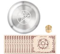 WADORN Bol en Acier Inoxydable, Plateau pour Bougies d' 14,2 cm, Assiette rituelle d' avec Support, brûleur d'encens rituel, Bol Plat pour rituels d'astrologie, Tarot et Purification